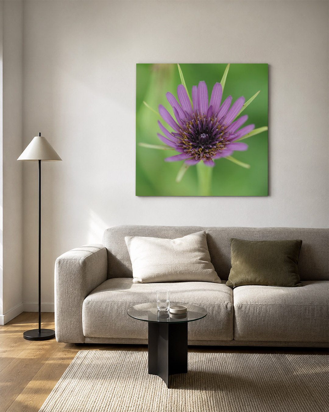Paarse bloem close up Kunstwerk