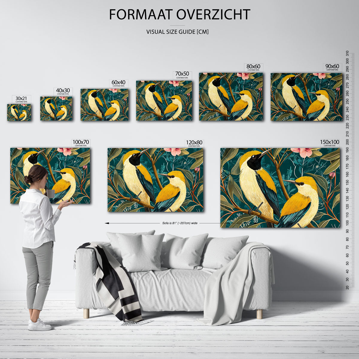 Vogels en bloemen Poster