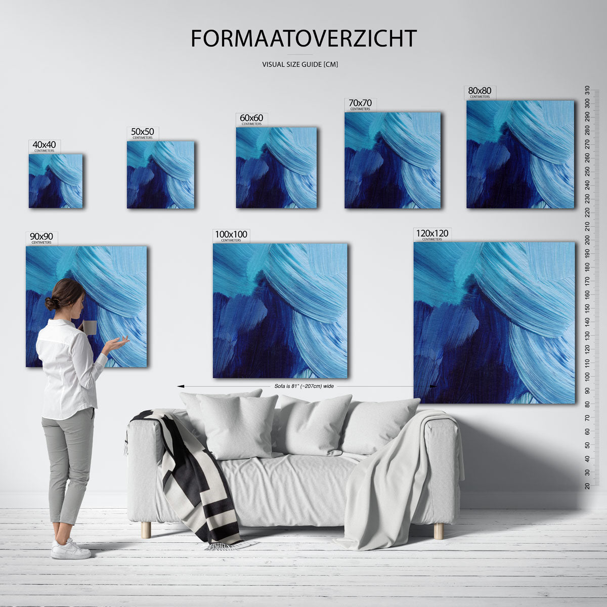 Blauwe penseelstreken Poster