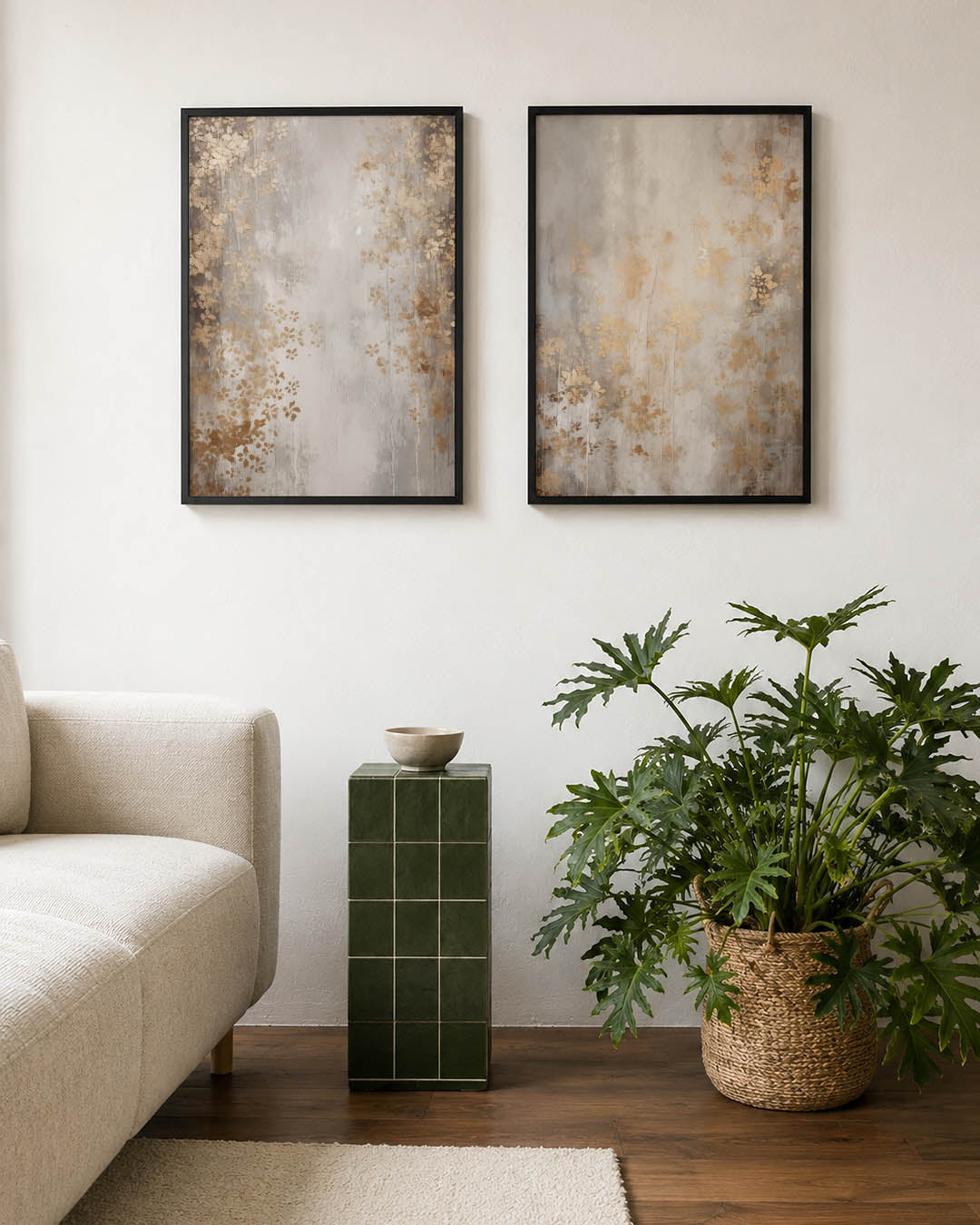 Gouden bloemenvallen Posterset