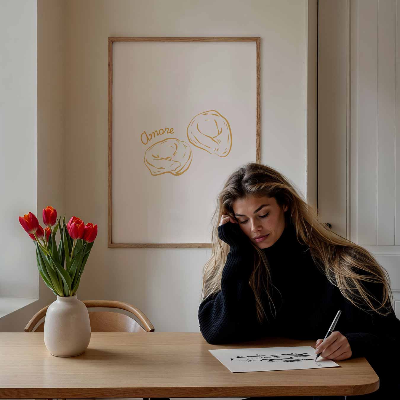 Amore Pasta Illustratie Poster-WallArtistic