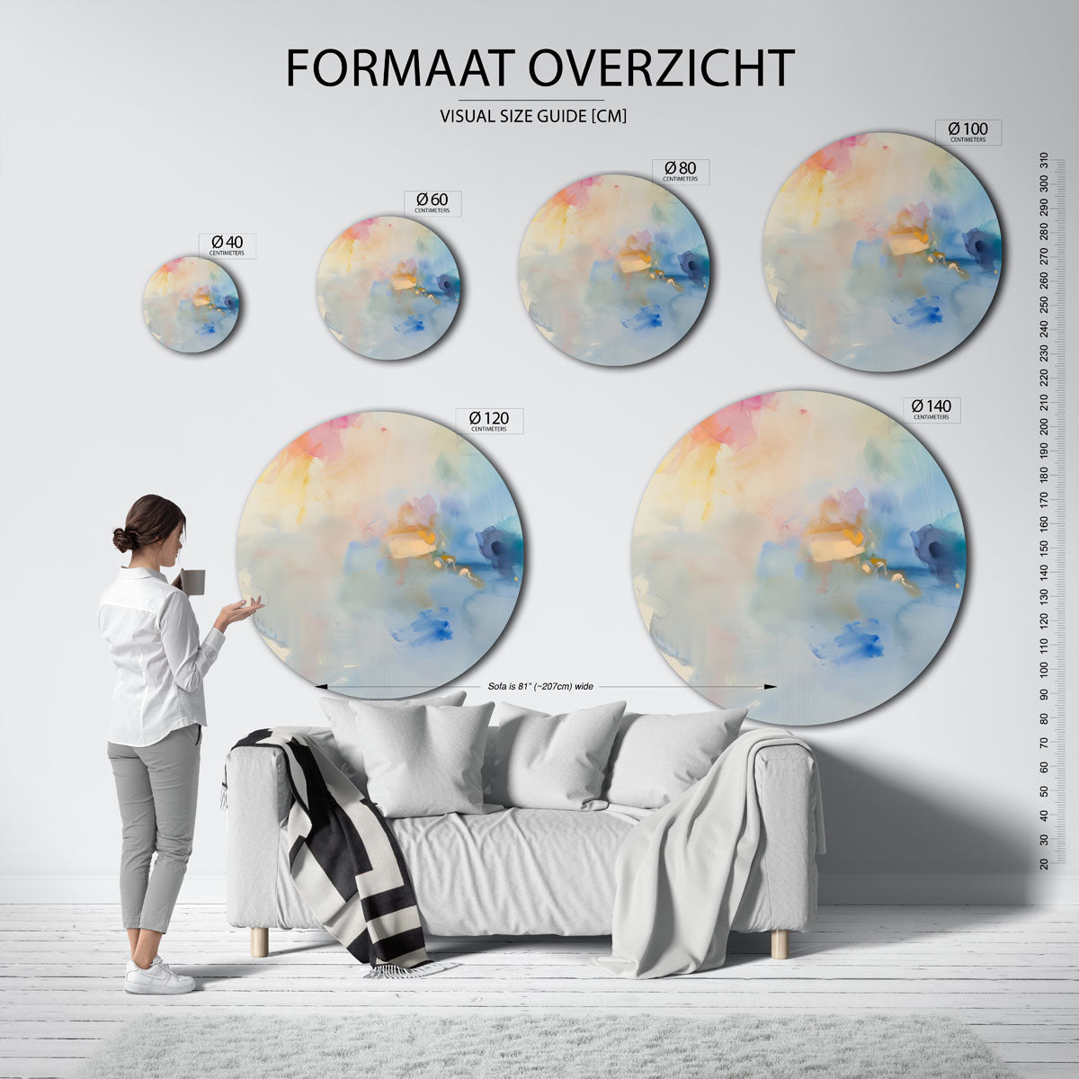 Abstracte pastelkleuren Muurcirkel
