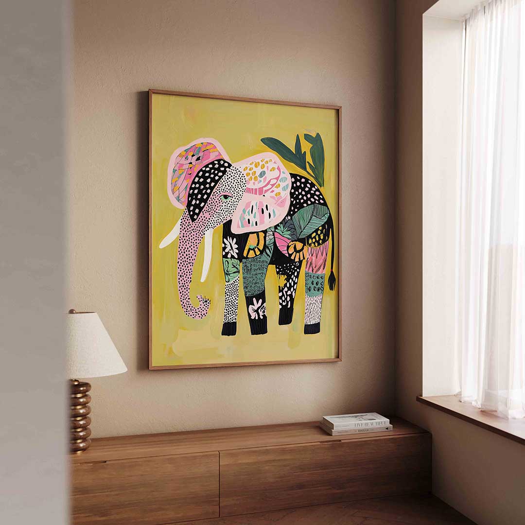 Olifant met kleurrijke patronen Poster