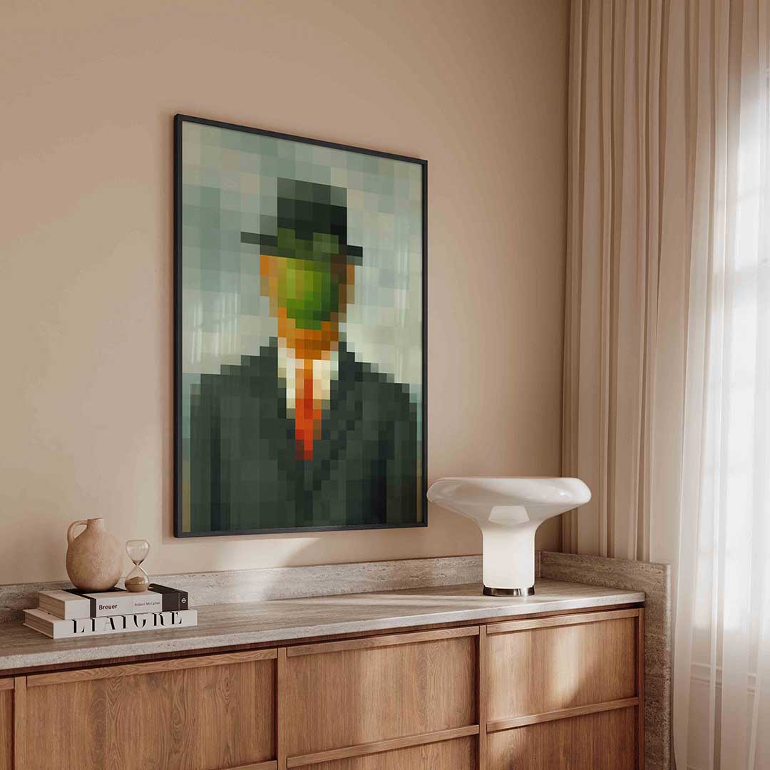 Man met hoed en groene appel Poster