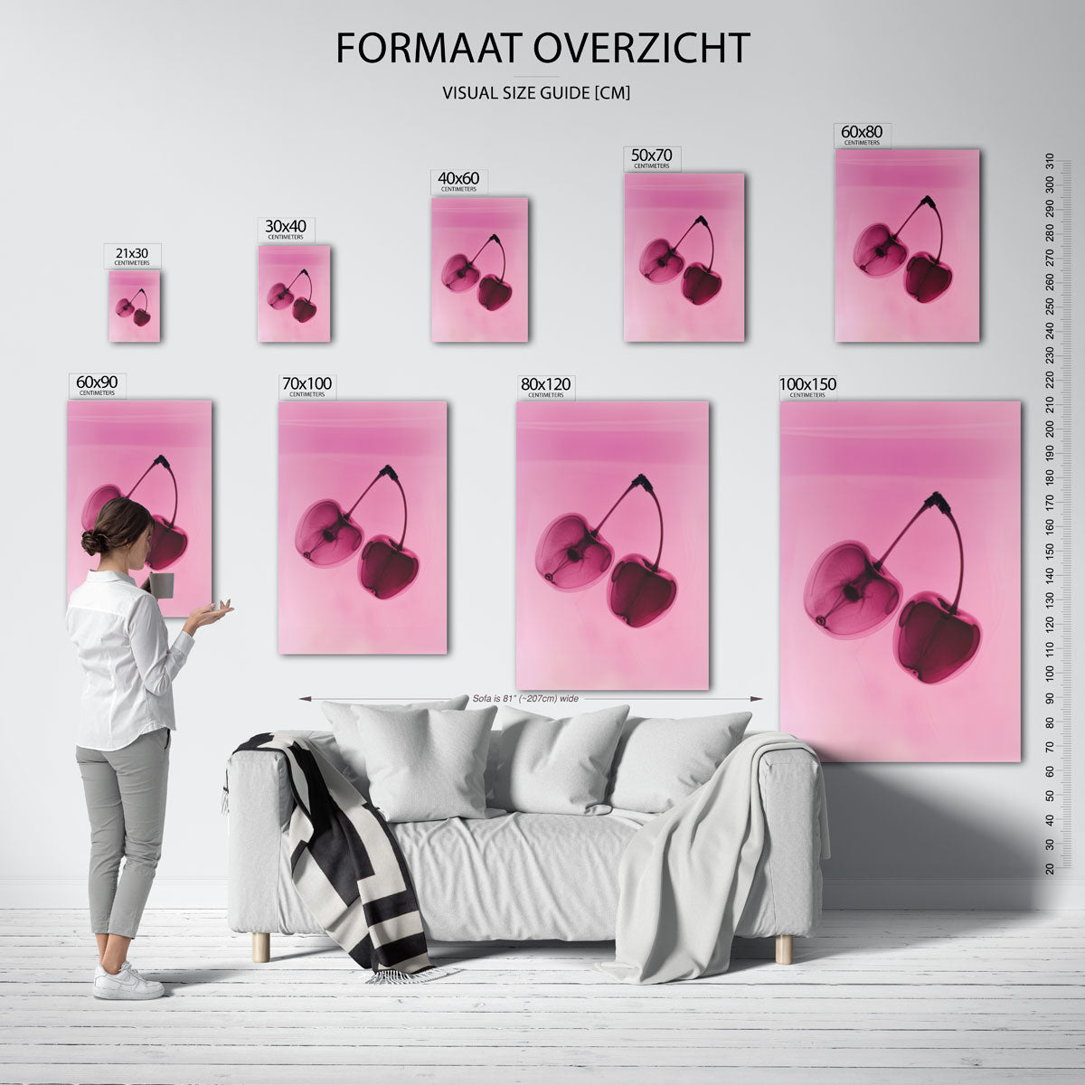 Kersen op roze Poster