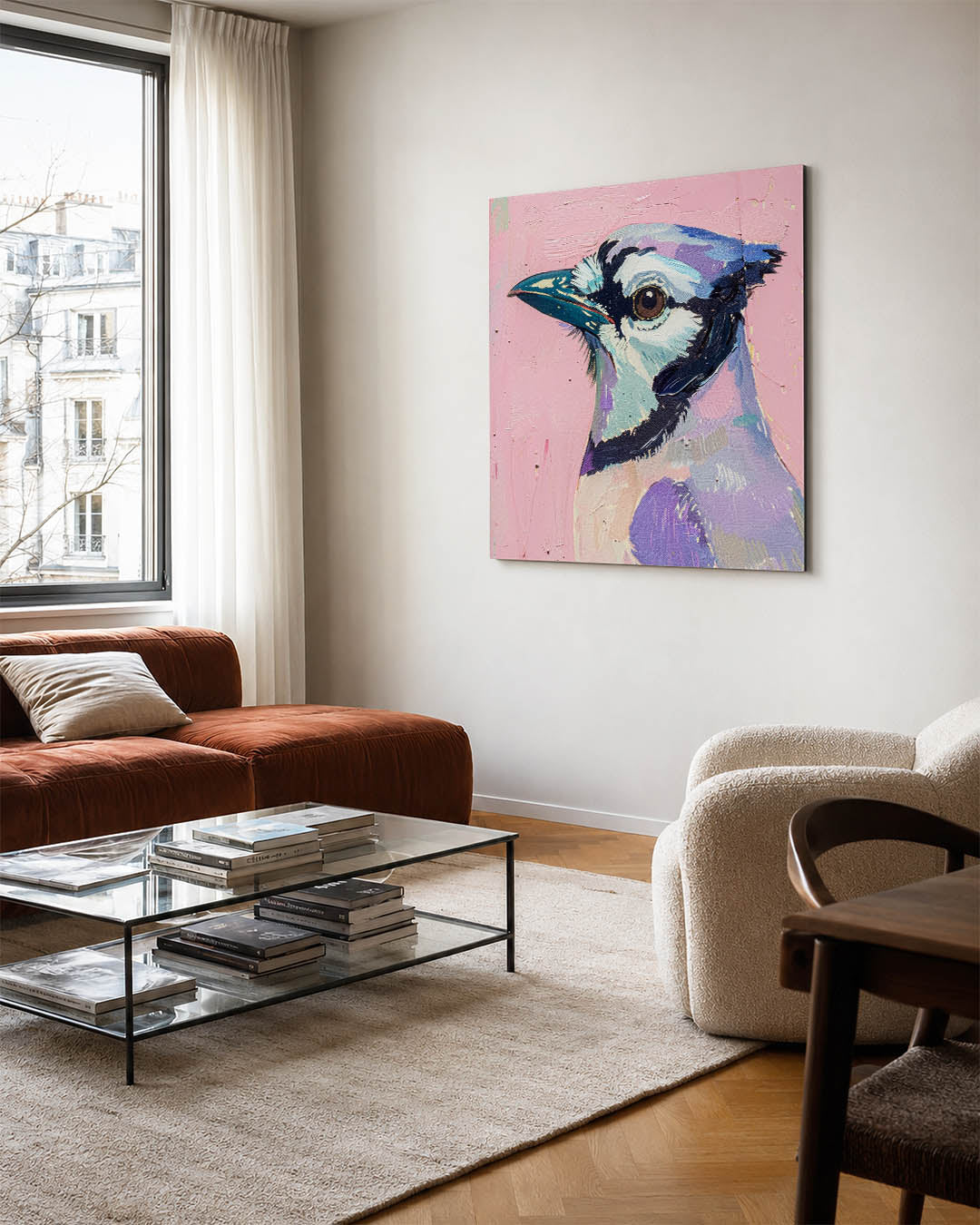 Vogelsilhouet in pastel Kunstwerk
