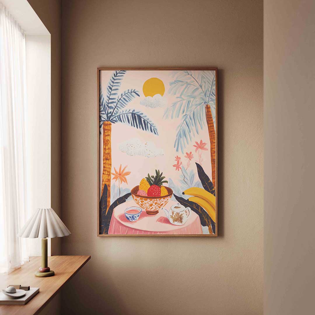 Tropisch fruit en palmbomen Poster