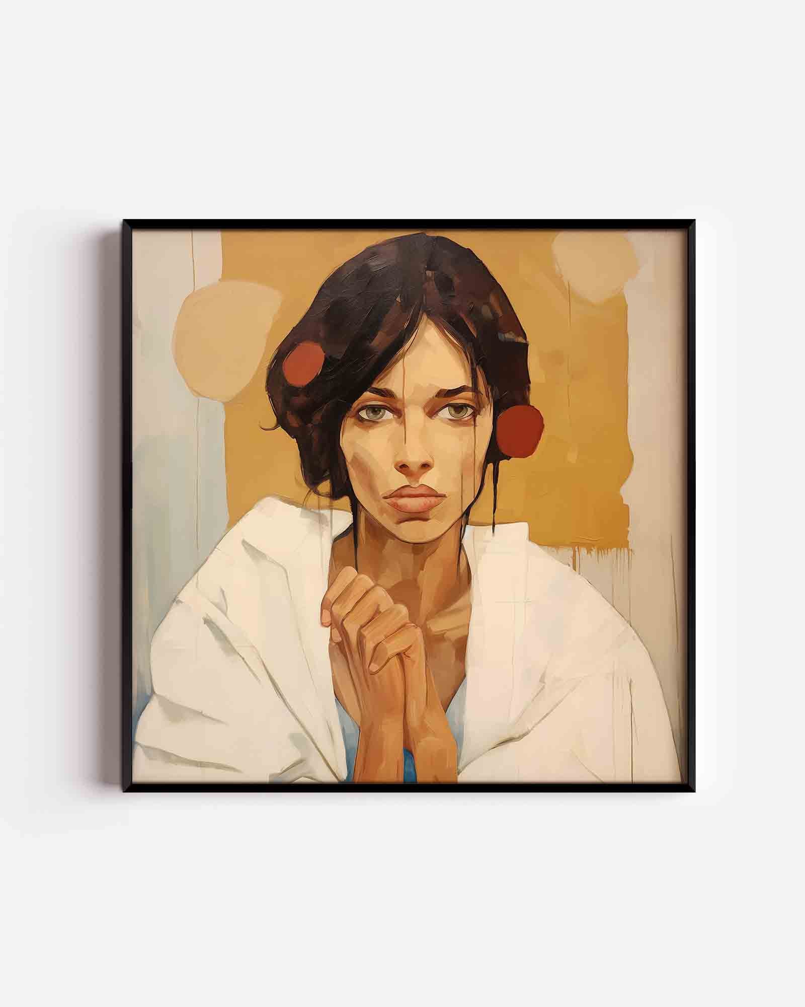 Vrouw met witte doek Poster