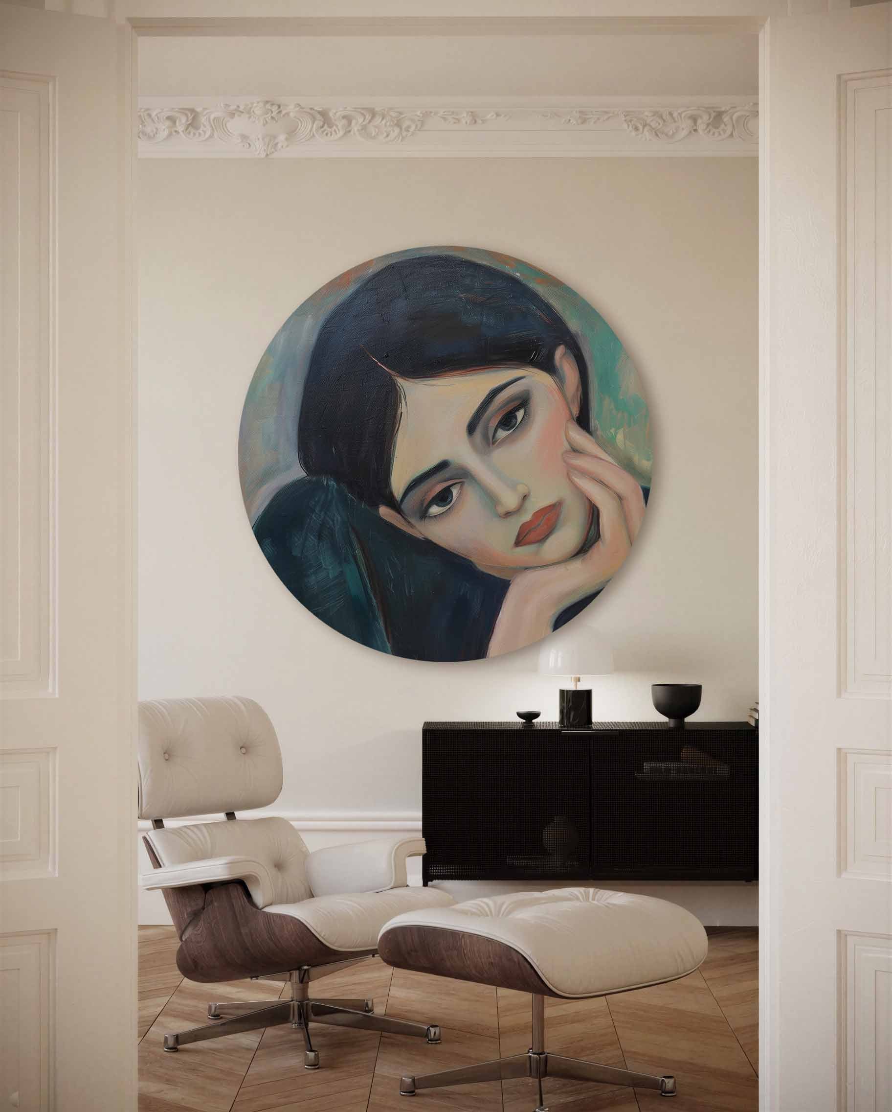 Portret van vrouw Muurcirkel