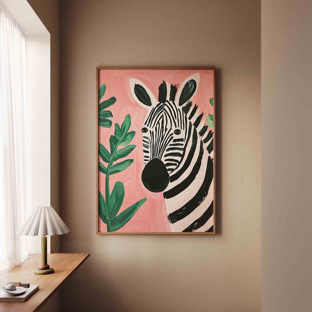 Zebra en bladeren Poster