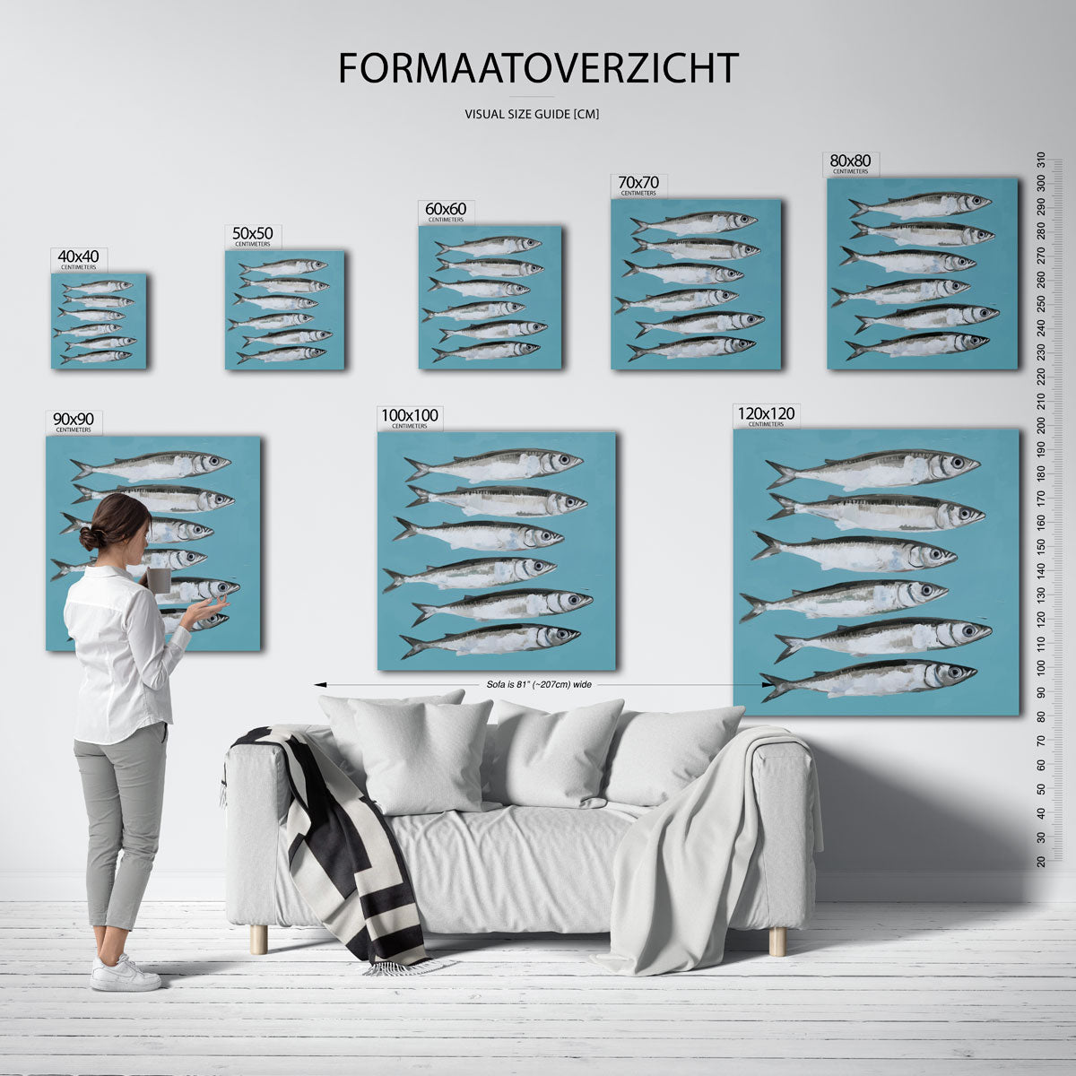Vissen op blauwe achtergrond Poster