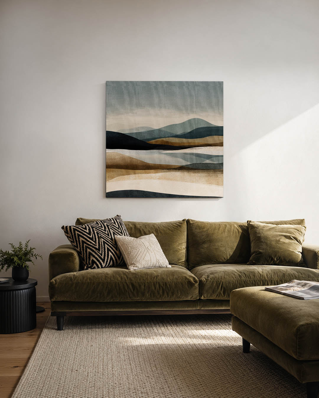 Gelaagde landschap compositie Kunstwerk