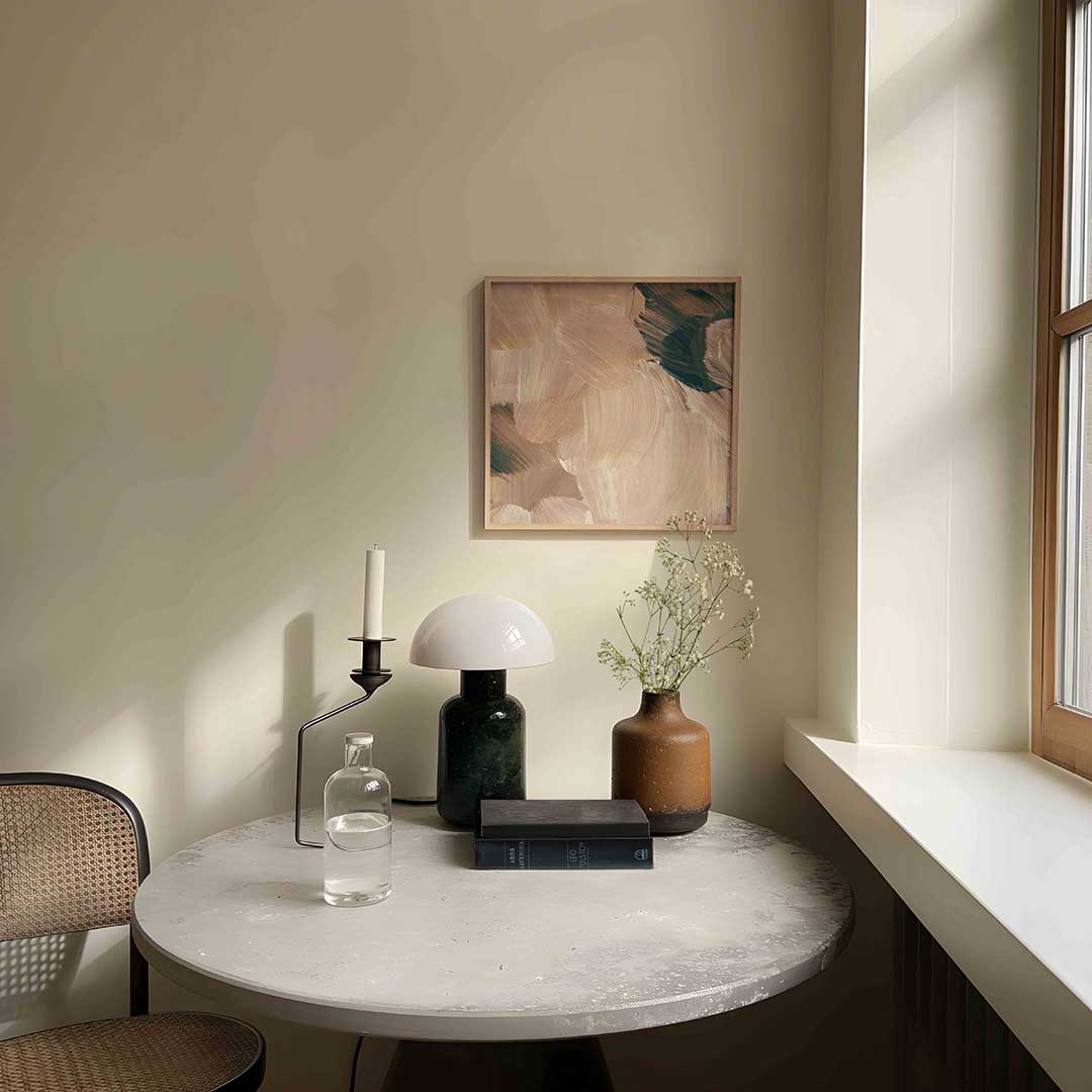 Abstracte beige penseelstreken Poster