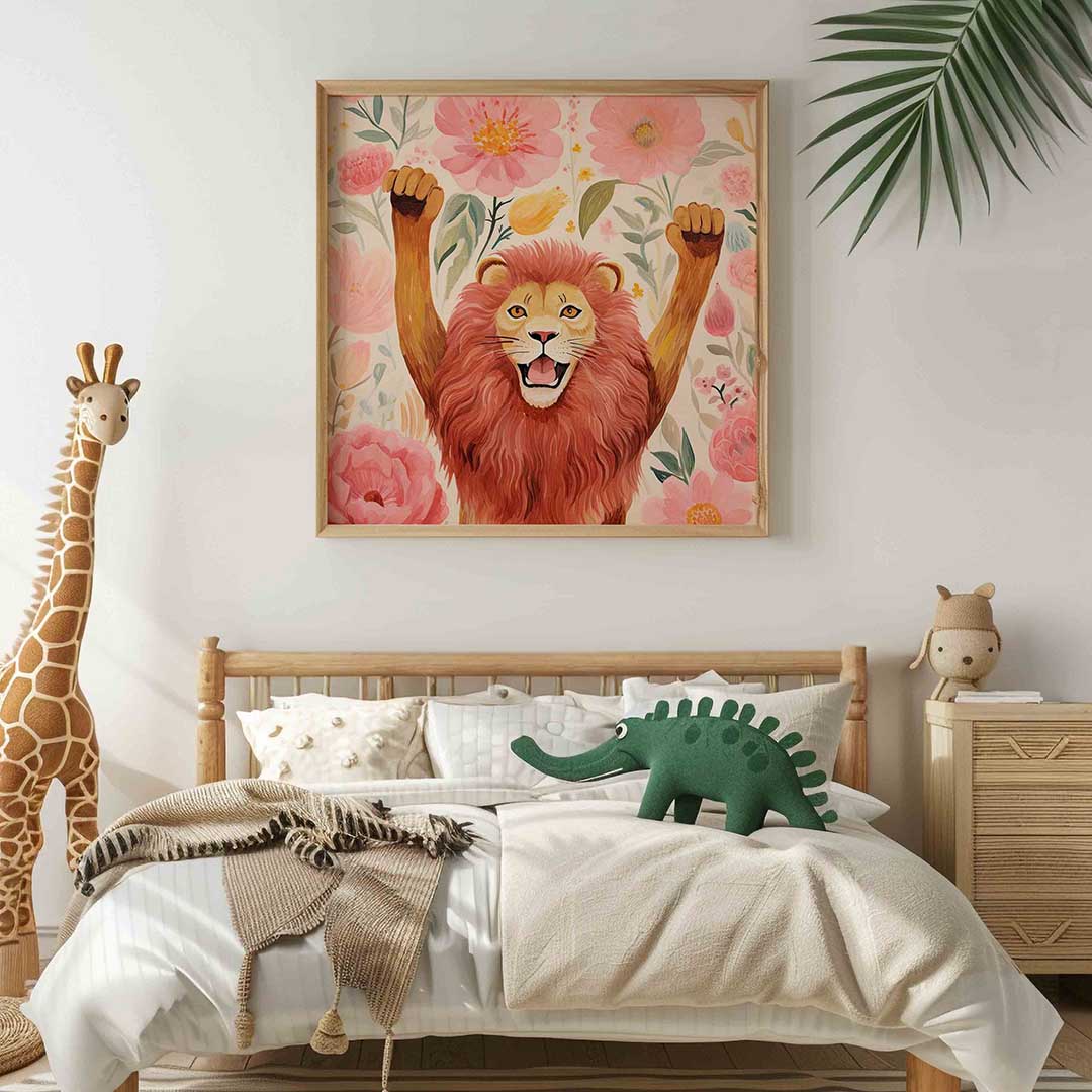 Leeuw met bloemen Poster
