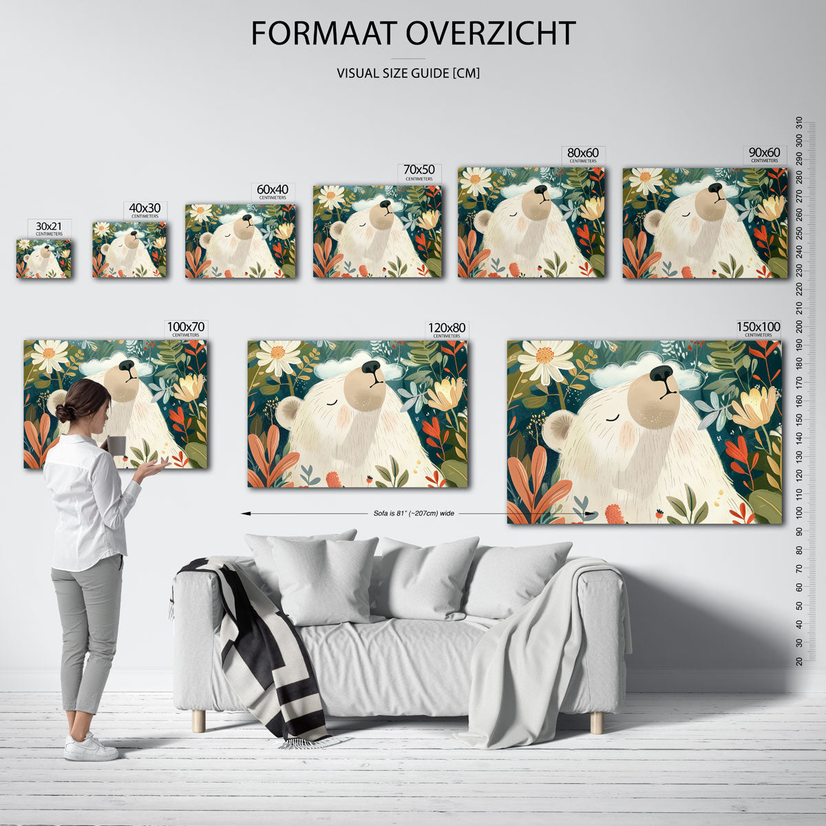 Beer tussen bloemen Poster