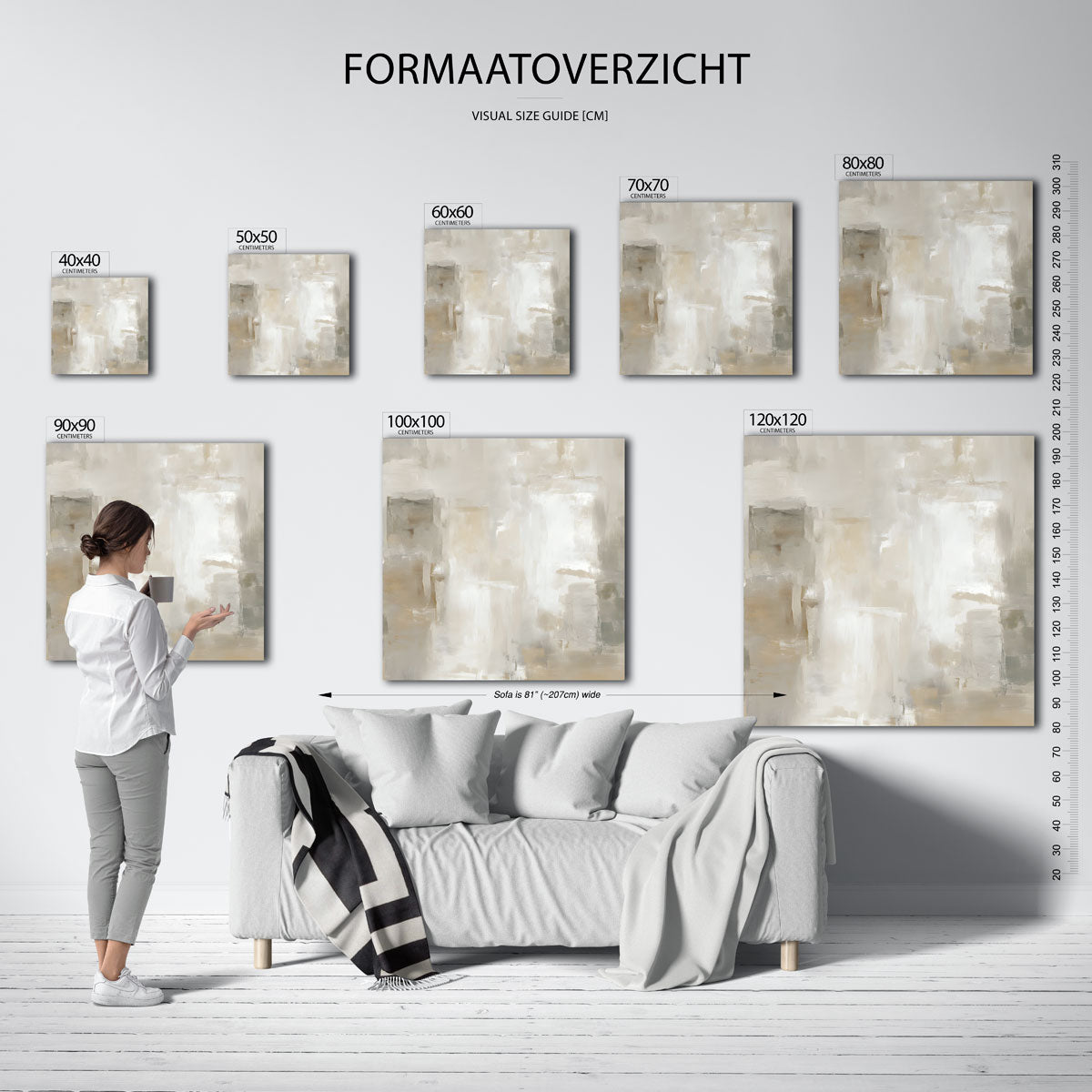 Abstracte beige en grijze Poster