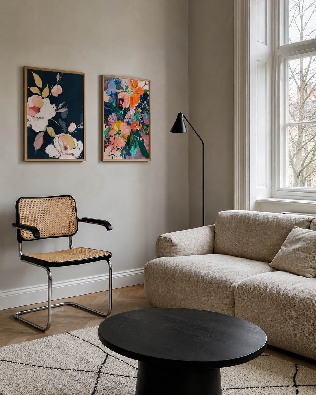 Bloemrijke kleurvlakken Posterset
