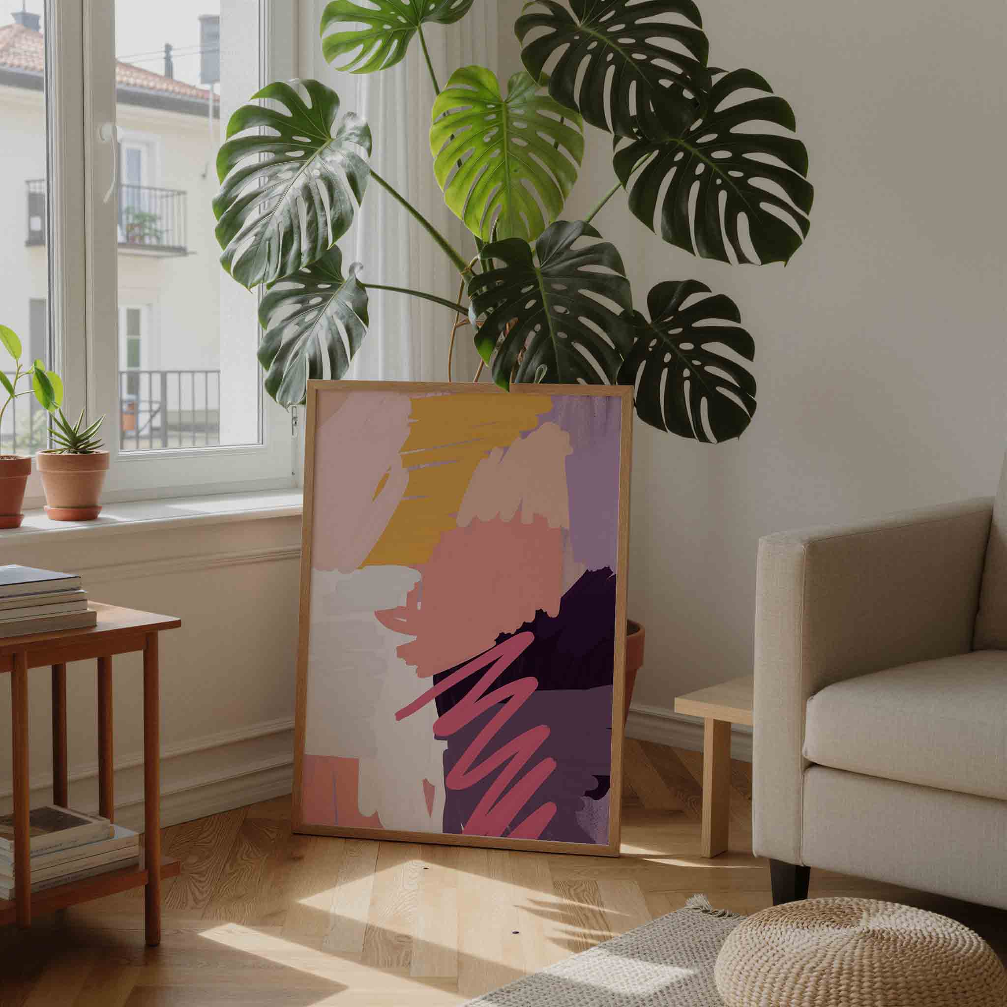 Abstracte penseelstreken Poster