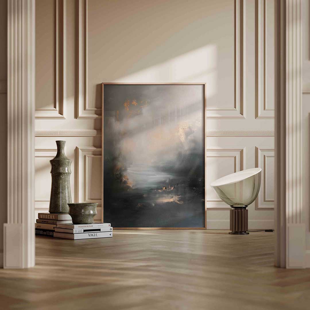 Abstracte grijze en beige Poster
