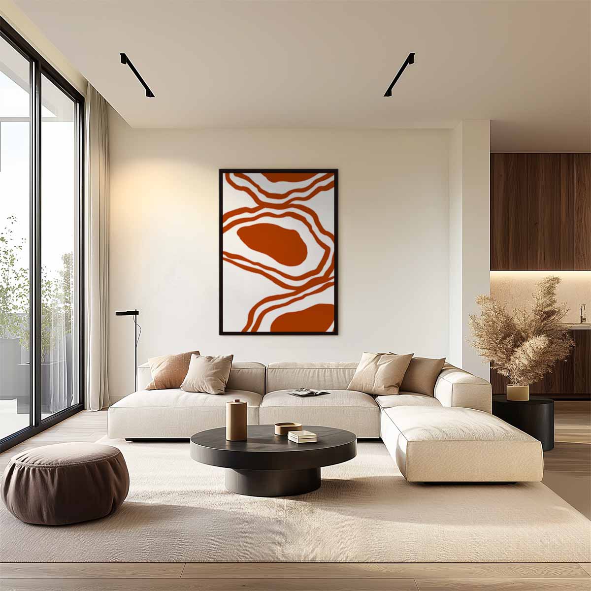 Organische Roodbruine Contouren Kunstwerk-canvas-dibond-plexiglas-wanddecoratie-WallArtistic