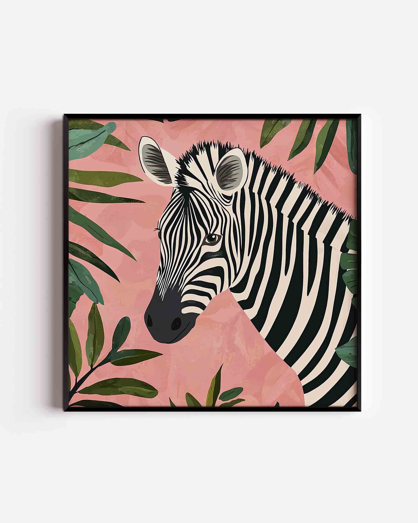 Zebra en bladeren Poster