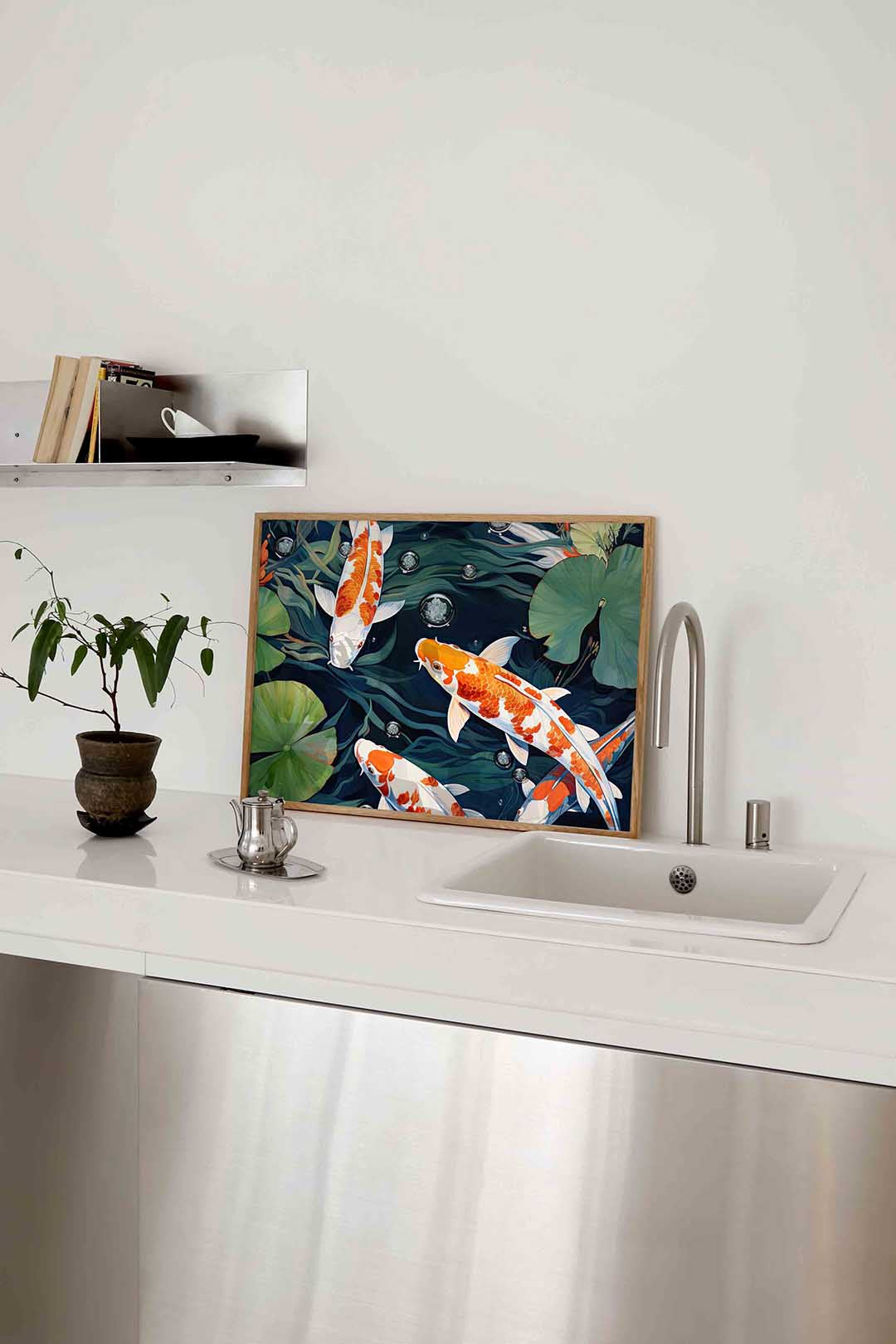 Koi vissen en waterplanten Poster