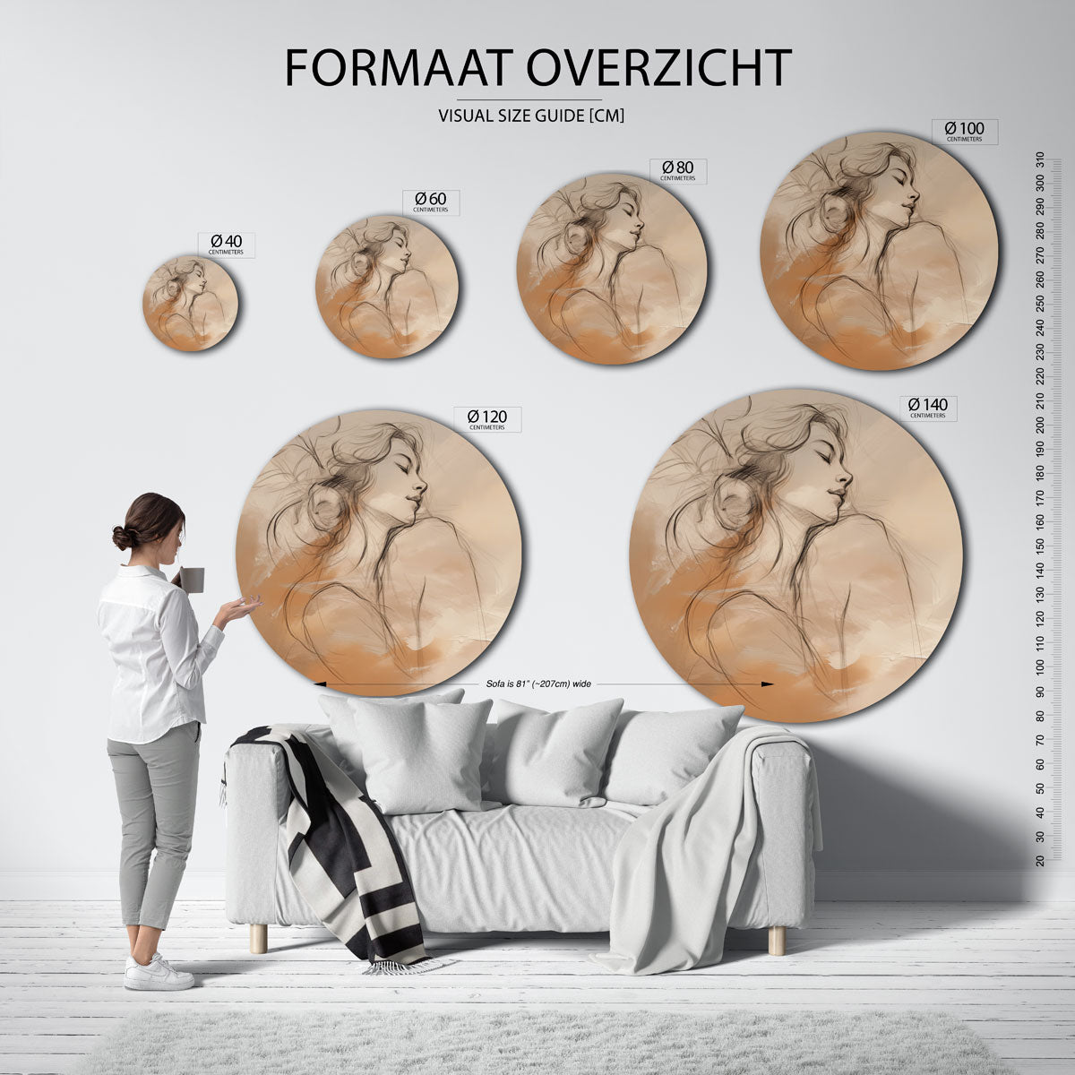 Vrouwelijk silhouet Muurcirkel