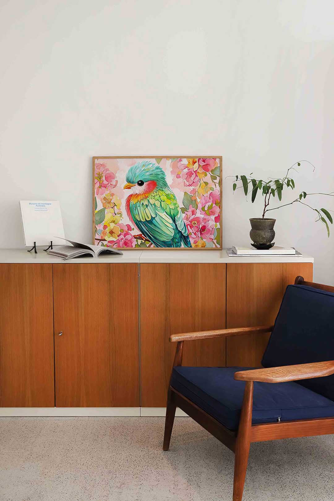 Vogel en bloemen Poster