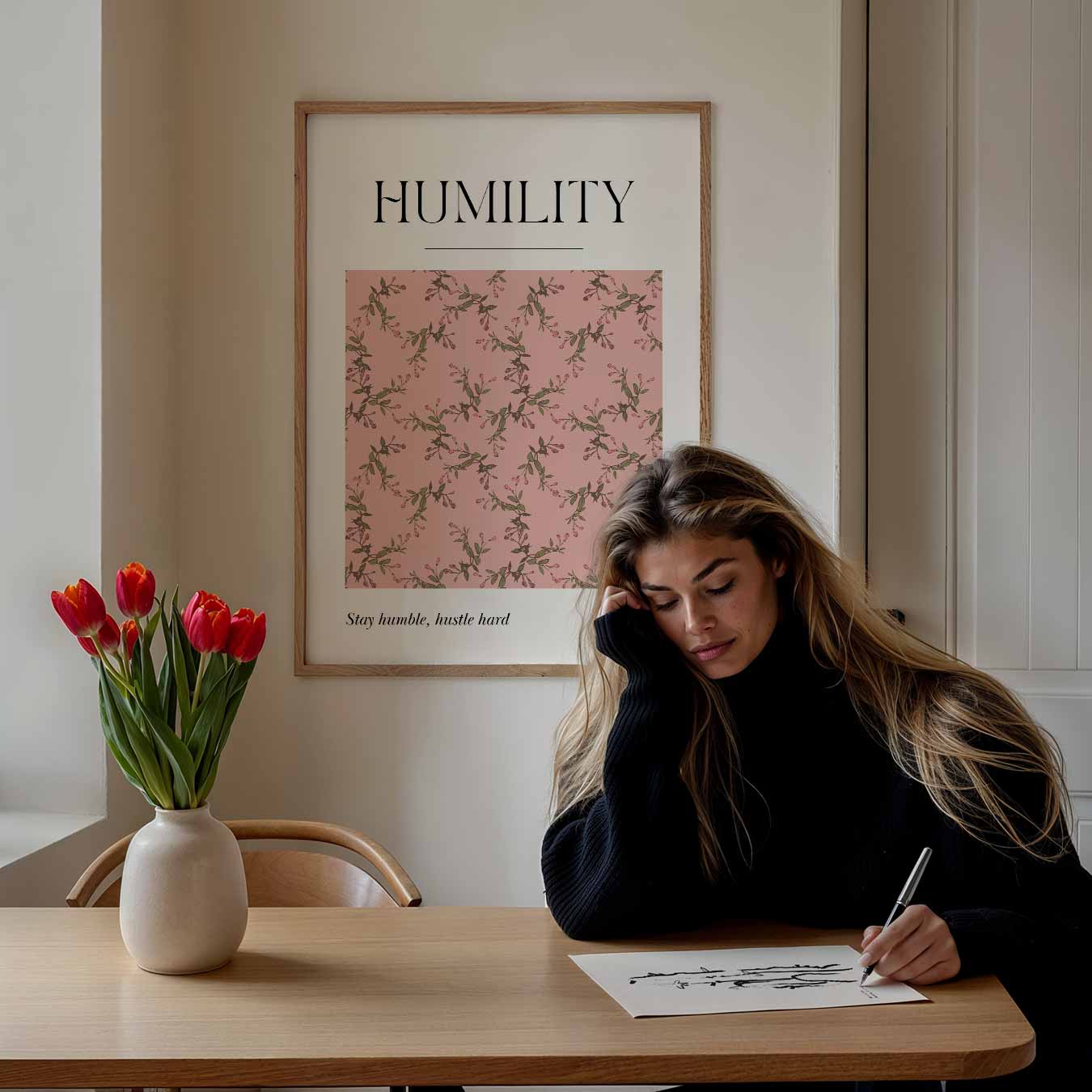 Elegante Humility Bloemenposter-WallArtistic
