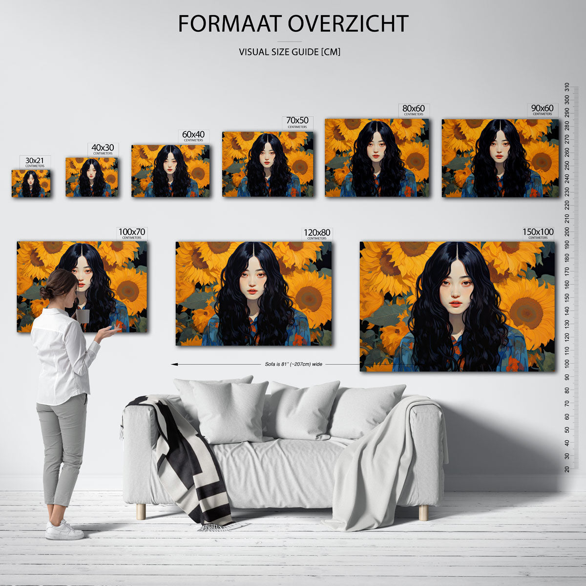 Vrouw met zonnebloemen Poster