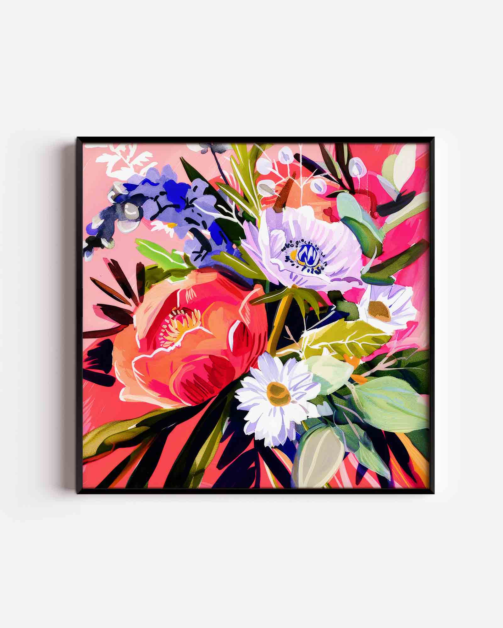 Bloemen op roze Poster