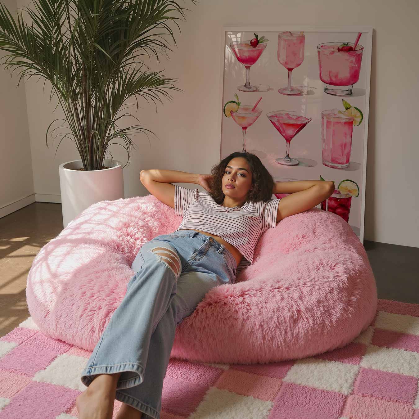 Roze Cocktail Kunstposter-WallArtistic