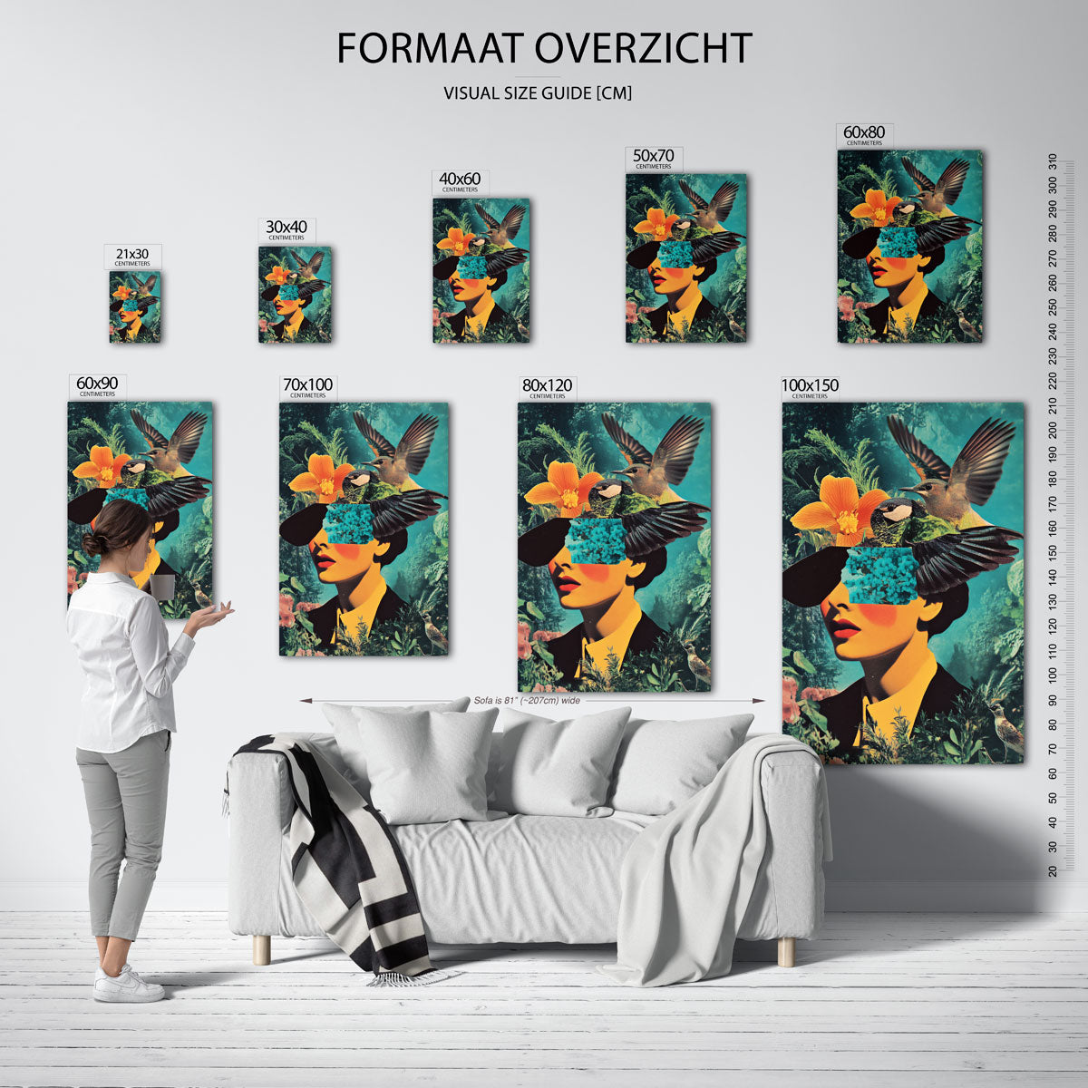 Vogels en bloemen collage Poster