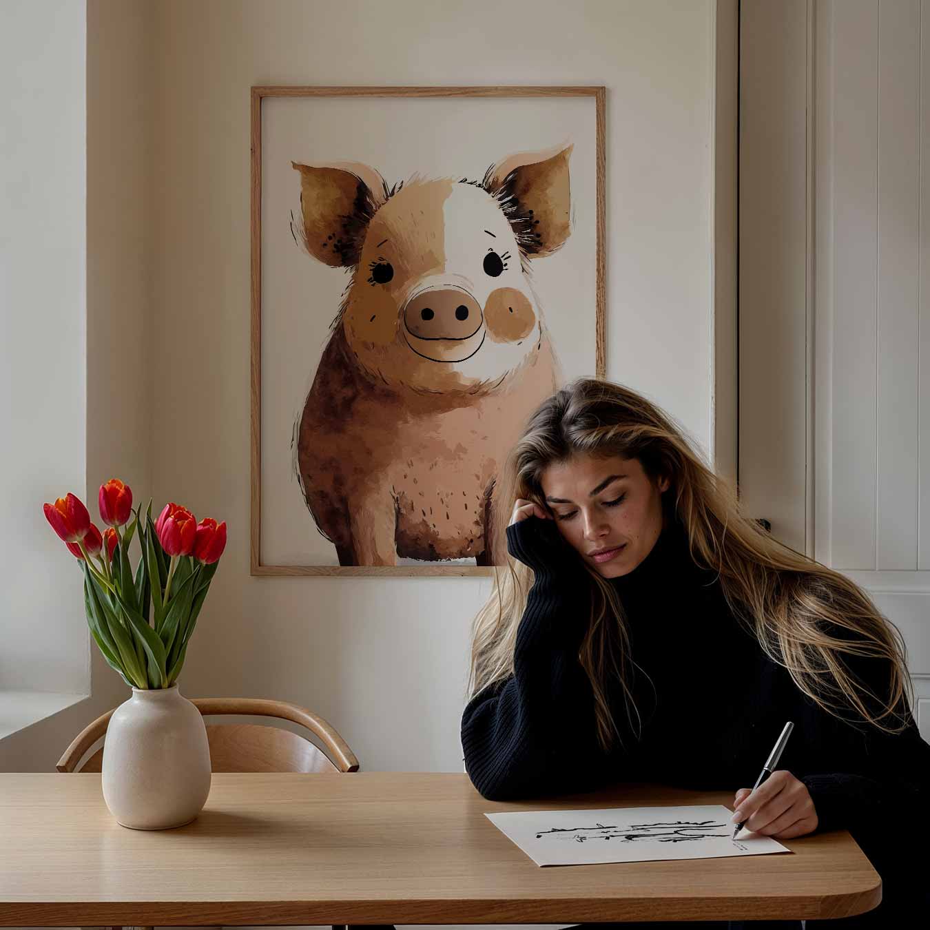 Schattige Varkensvriend Poster-WallArtistic
