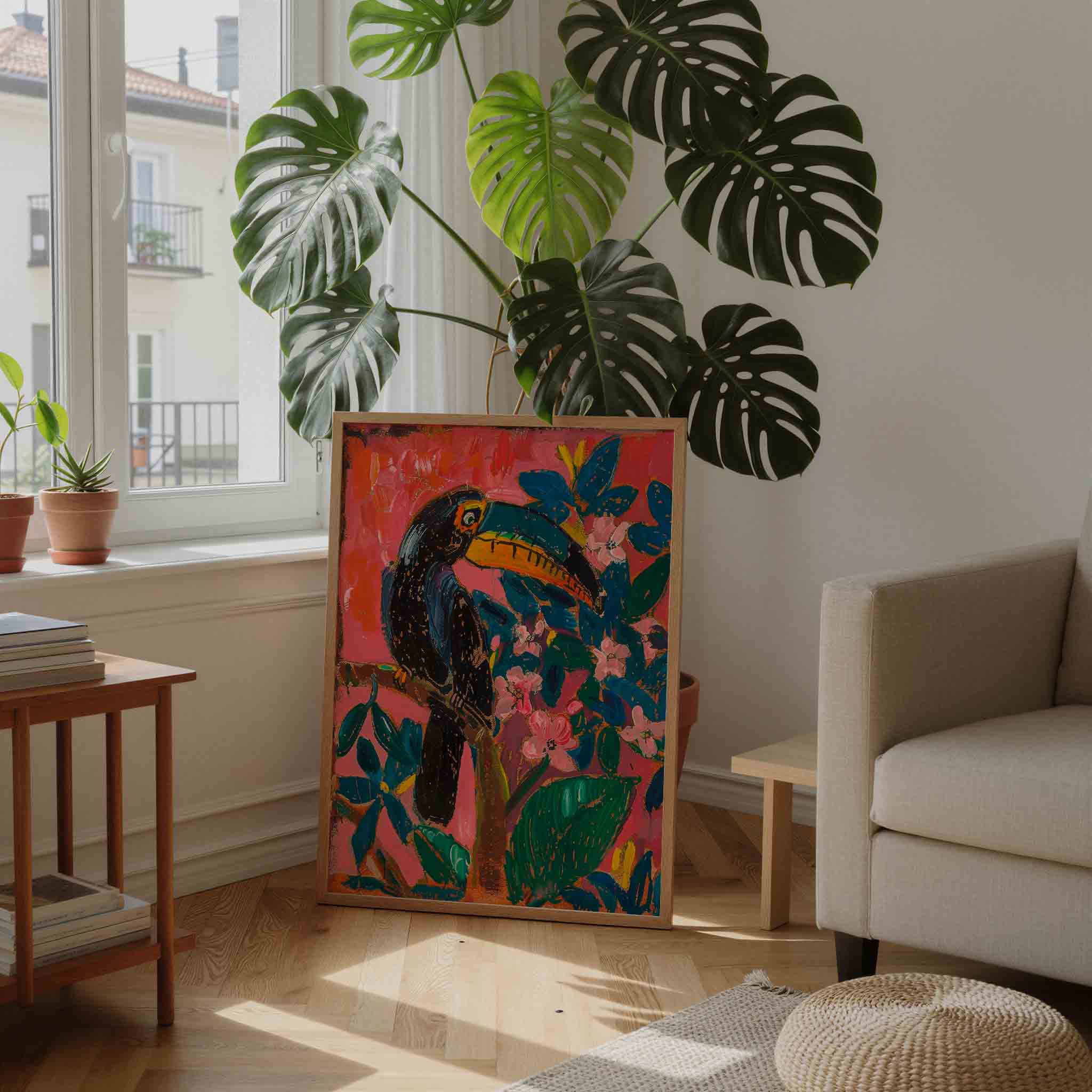 Toekan en bloemen Poster