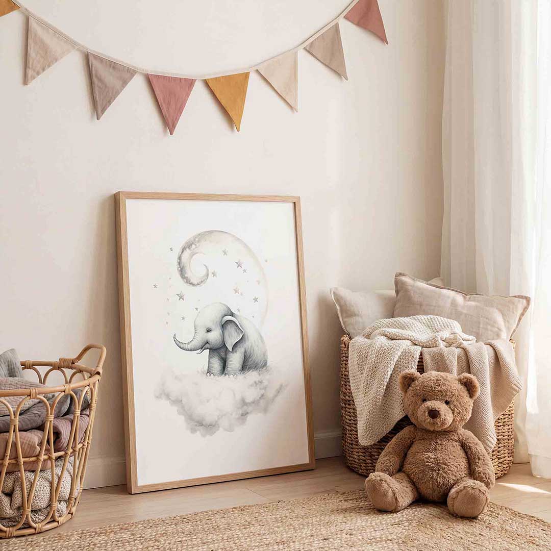 Olifant op wolk Poster