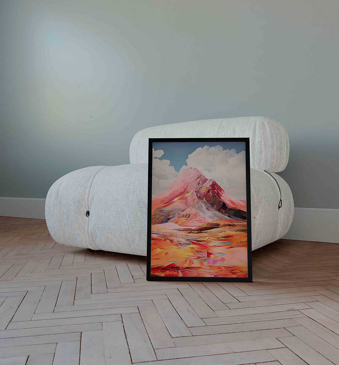 Berglandschap met wolken Poster