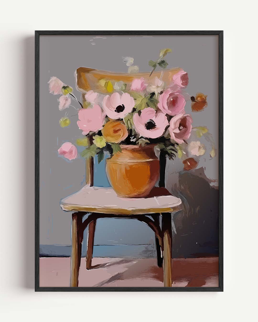 Bloemenpracht op Stoel Poster-WallArtistic
