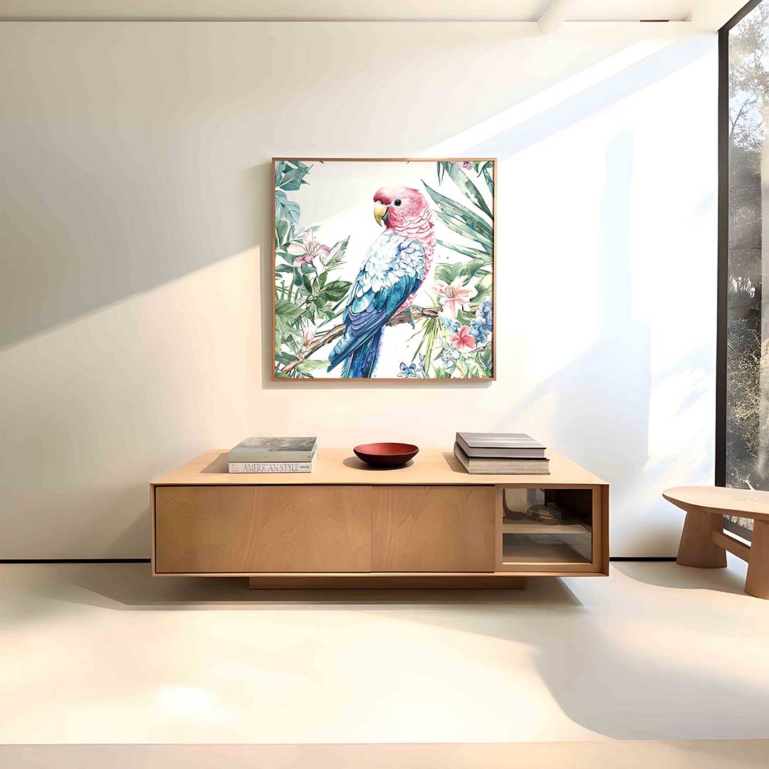 Papegaai en bloemen Poster