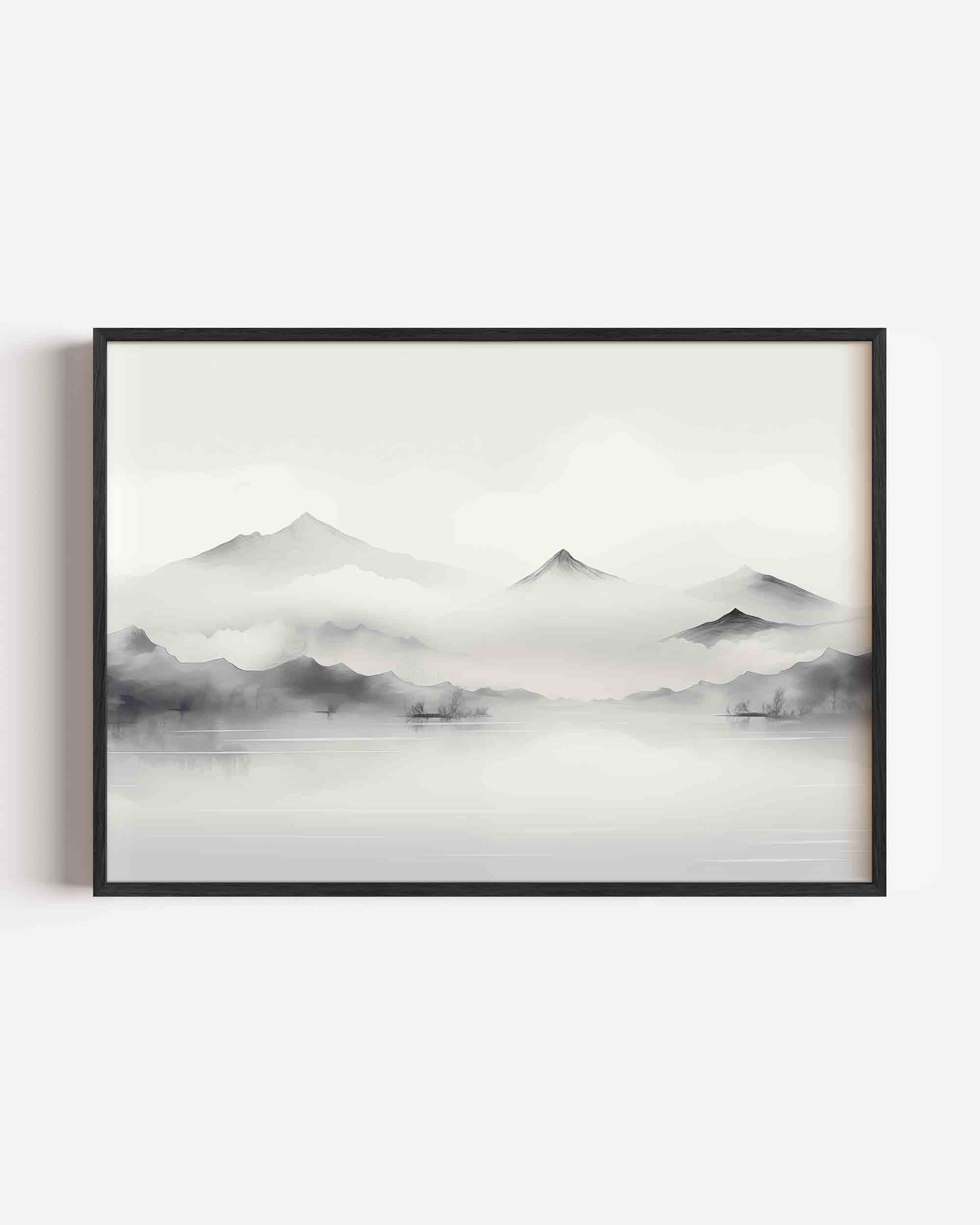 Berglandschap met mist Poster