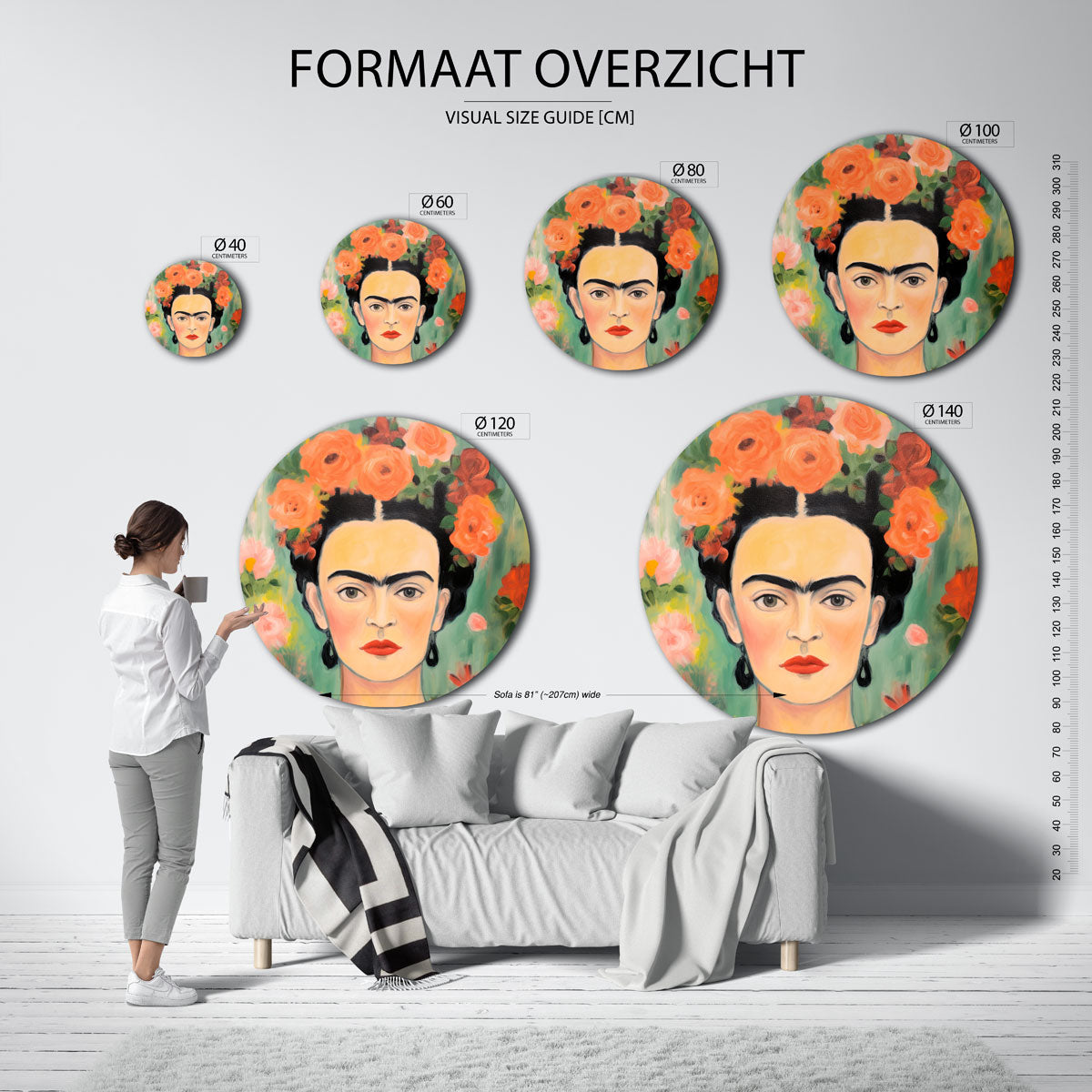 Portret met bloemen Muurcirkel
