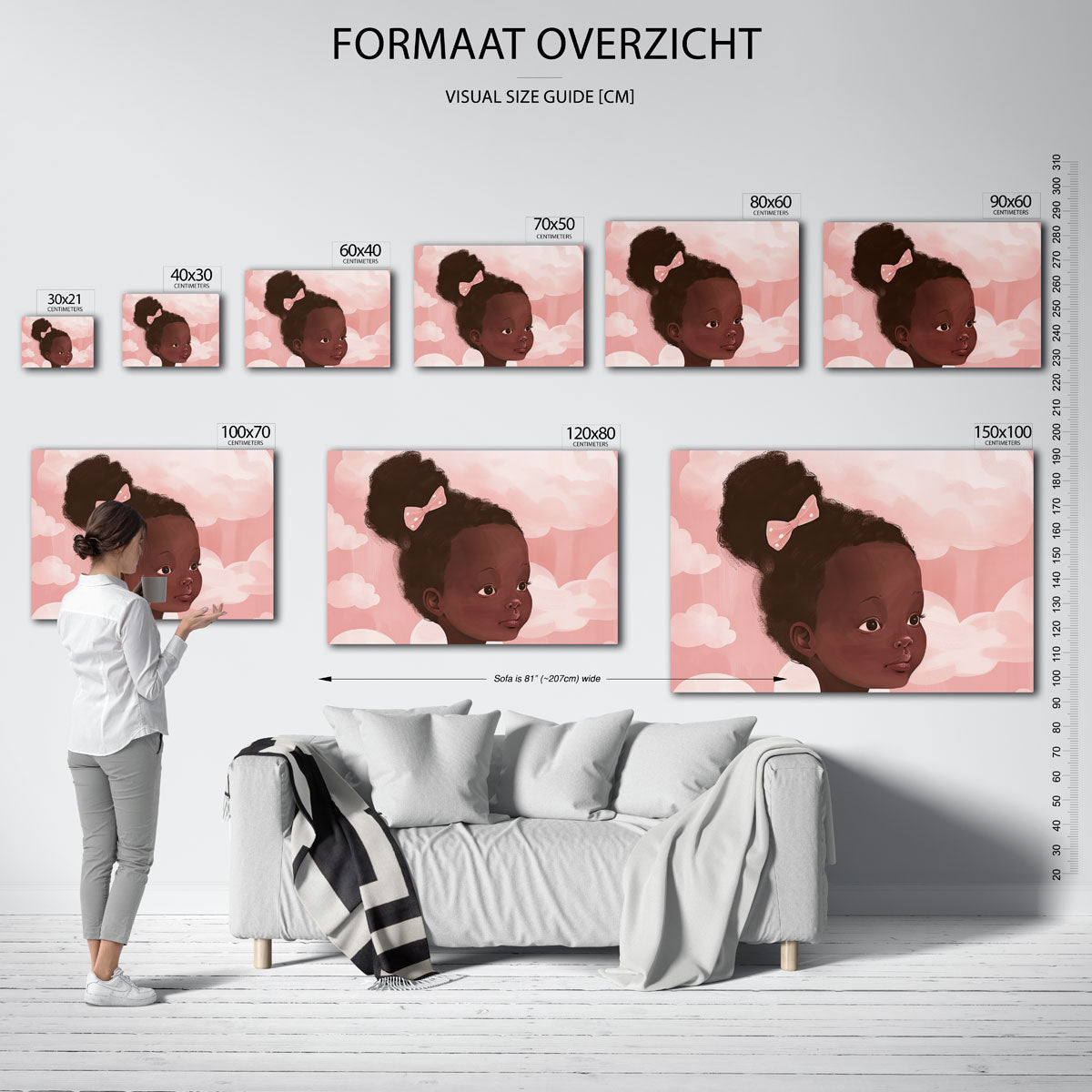 Meisje met roze strik Poster