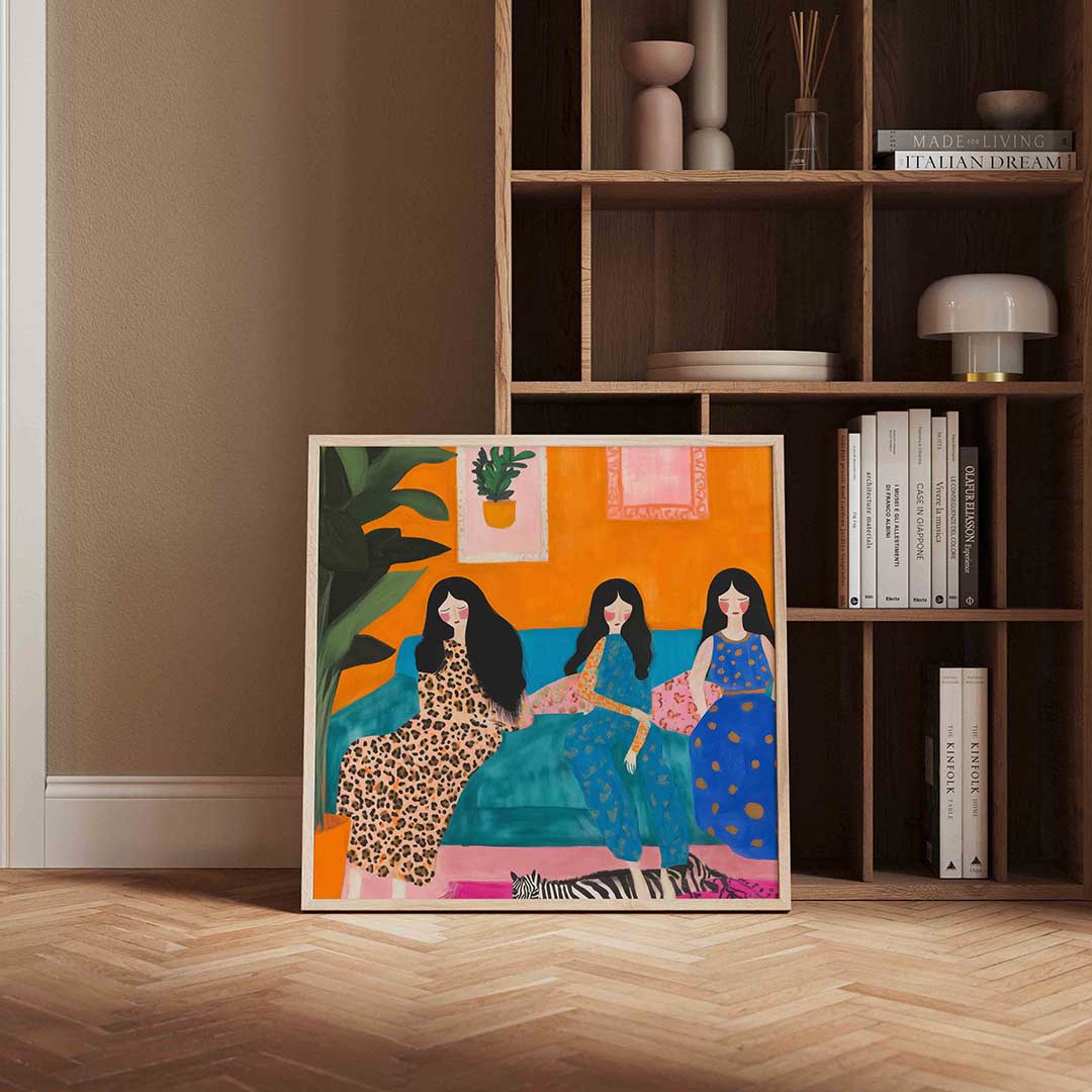 Drie vrouwen op bank Poster