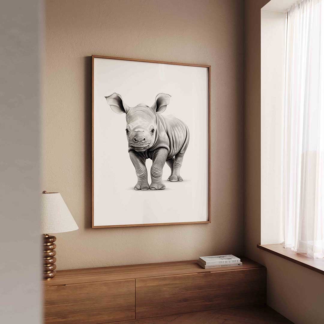 Neushoorn jong Poster
