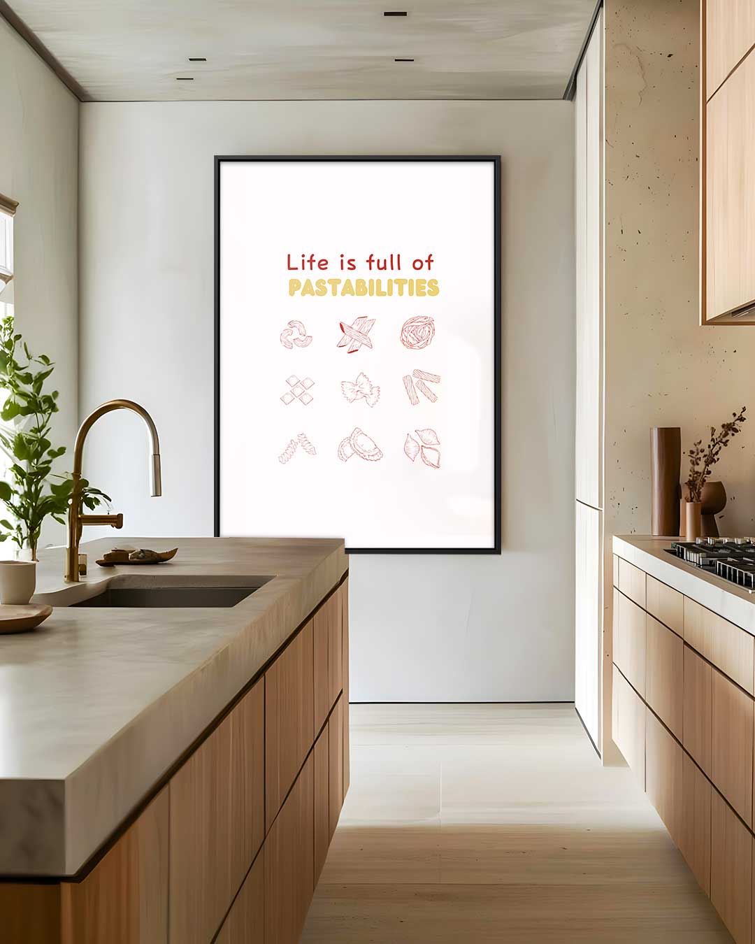 Levenslustige Pasta Creativiteit Kunstwerk-canvas-dibond-plexiglas-wanddecoratie-WallArtistic