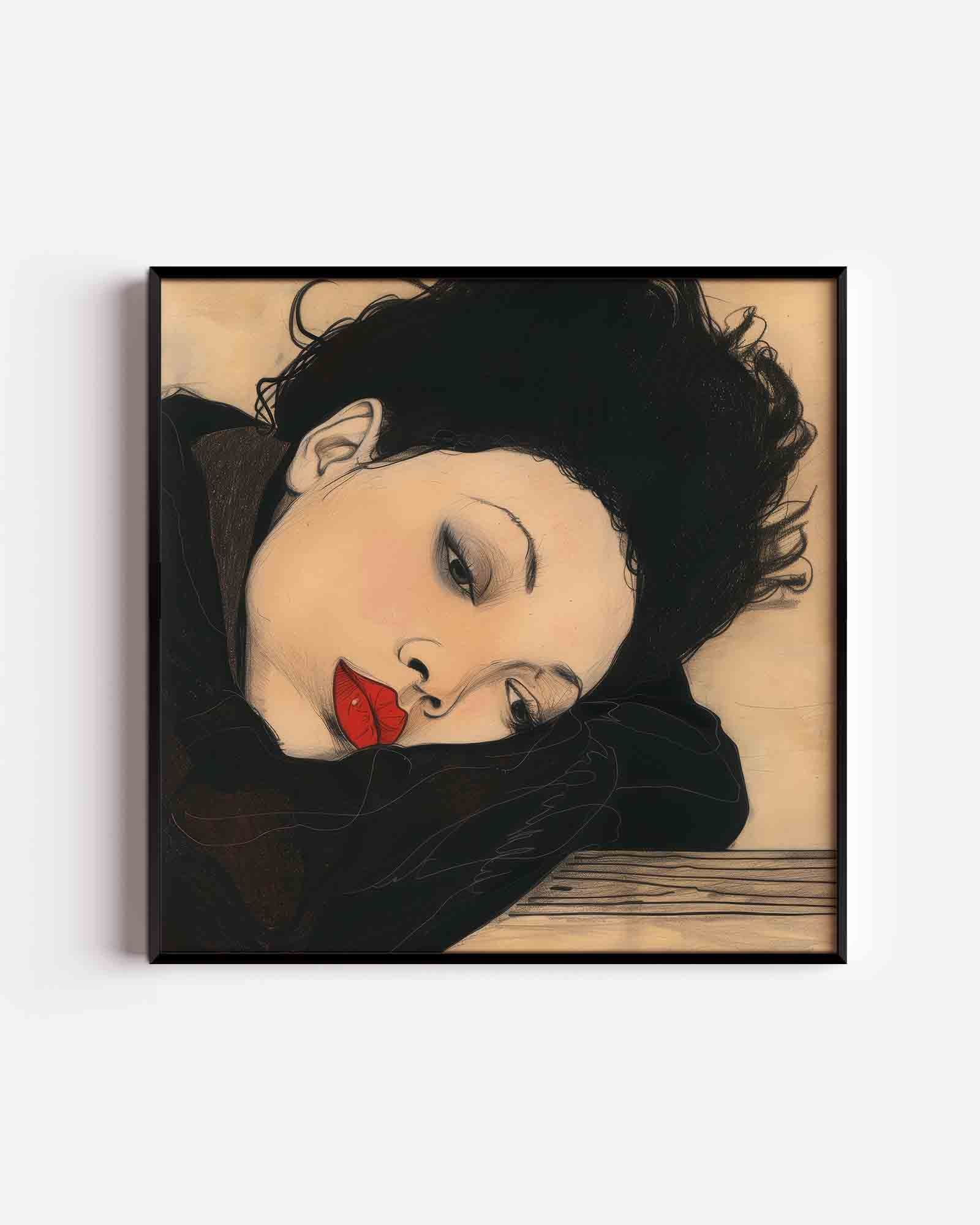 Vrouw met rode lippen Poster
