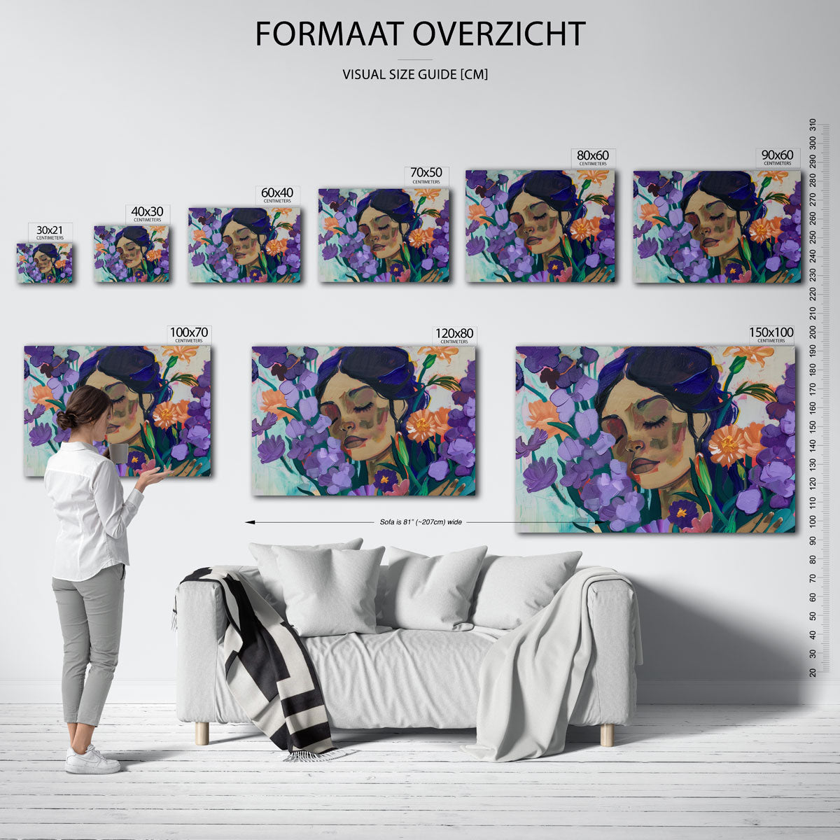Bloemen en vrouw Poster