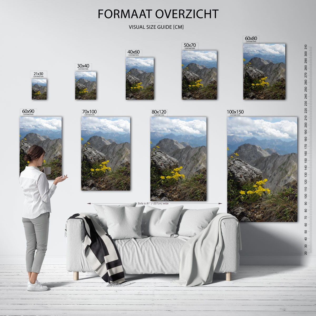 Berglandschap met bloemen Poster
