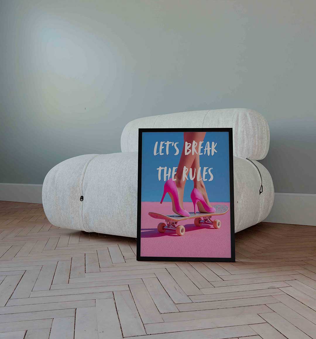 Skateboard en hakken Poster