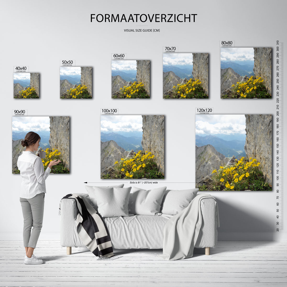 Bergbloemen en rotsen Kunstwerk